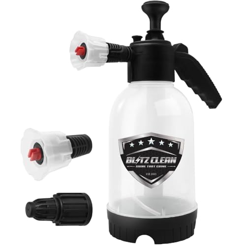 Snow Foam Pump up Sprayer Snow Cannon Gun 2L Heavy Duty Pressurised Soap Dispensing with Two Nozzles Car Blaster Hand Pumping Spraying Pump Action Spray Bottle for Car Cleaning & Valeting