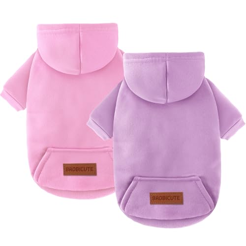 2 Pack Dog Hoodie Warm Hood Dog Sweater Cold Weather Small Dogs Sweatshirt Comfort Pet Clothes for Small Medium Dogs with Pockets Cats Chihuahua Clothes for Male Female Girl Boy Sporty Daily Wear