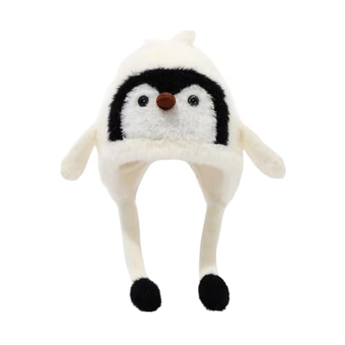 Hitburu Disfraz De Gorro De Animal - Gorro de Punto Suave de Pingüino, De Invierno Con Orejeras Abatibles Y Forro Abrigado,Infantil para Vacaciones Senderismo Niños y Niñas