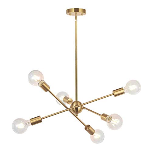 Lustre Spoutnik à 8 lumières avec douilles E27 en fer résistant pour salle à manger