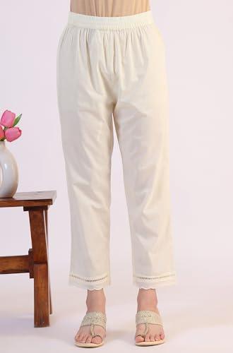 Image of W for Woman Embroidered Lace Cotton Blend Straight Kurta & Straight pant Set
