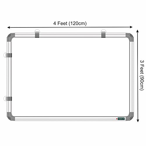 Image of Non Magnetic 3x4 Feet (35x48 Inch) Double Sided Whiteboard & Chalkboard Both Side Writing Board with 1 Marker + 1 Duster + 30 CM's Ruler - Set of 4 Items