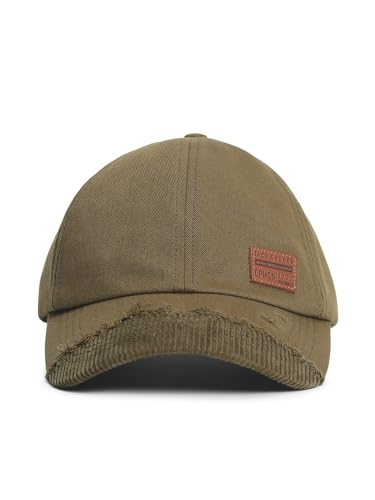 Image of JACK & JONES Men Green Dual Ripped Baseball Cap