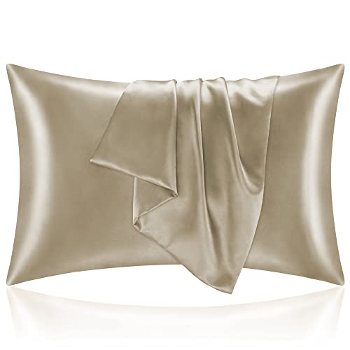BEDELITE Satin Pillowcase for Hair and Skin, Super Soft and Cooling Similar to Silk Pillow Cases 2 Pack with Envelope Closure, Gift for Women Men(20"x40" King Size, Taupe)
