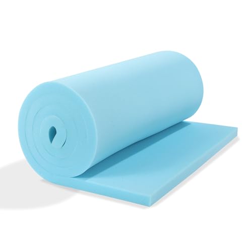 HOMBYS Upholstery Foam Memory 1/2 Height 72 L x 24 W High Density Foam Padding Couch Cushion Support Cut to Size Foam Furniture Replacement Pad for Sofa Mattress Sag Support 0.5 H Blue