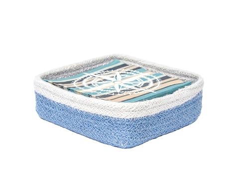 Boston International Sky Blue Jute Lunch Napkin Caddy, 8" x 8" image 5