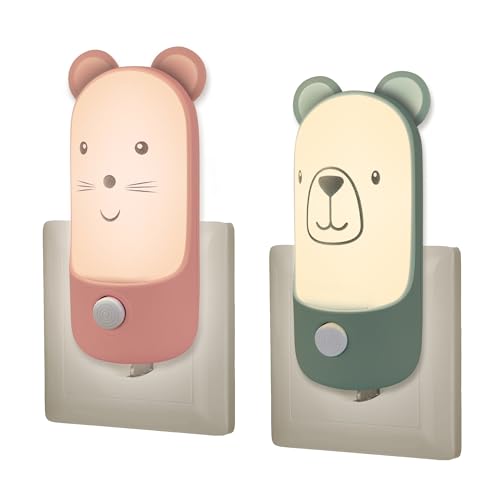Wetry Luz Nocturna Infantil Enchufe Lampara Quitamiedos Bebe con Interruptor Decoración Habitación Recien Nacido Niños Regalo