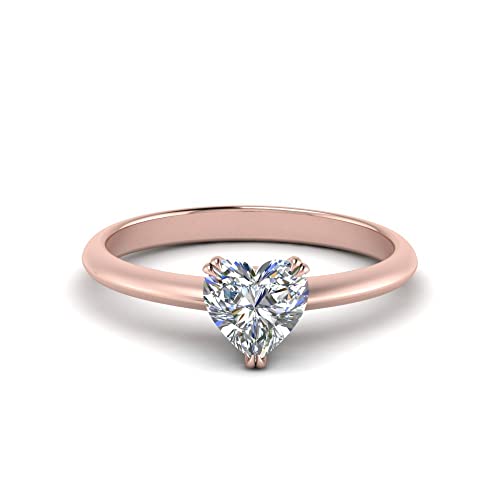 Bague solitaire en diamant et or rose en cœur, le cadeau idéal pour des fiançailles mémorables