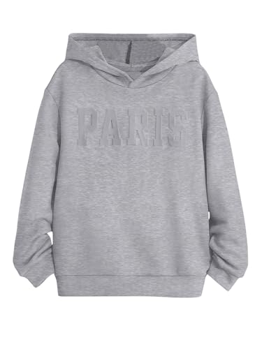 SweatyRocks Boy's Letter Embossed Hoodie Long Sleeve Drop Shoulder Hooded Sweatshirt