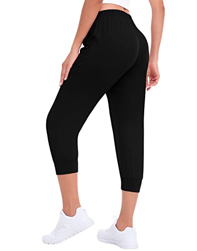 ZENEX 4-Pack Women Lightweight Capri Joggers & Drawstring Sweatpants with Pockets for Yoga Running Workout.2
