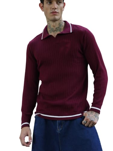 Image of Kvetoo Full Sleeve Winter Wear Woolen Collar Polo Sweater for Men