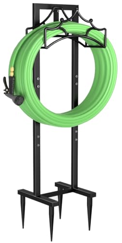 Garbuildman Garden Hose Holder With 4 Spikes, Freestanding Metal Hose Reel for Outside Garden,...