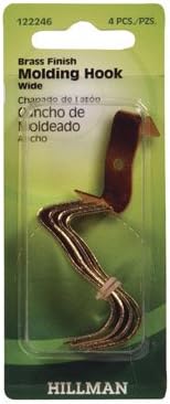 Hillman AnchorWire Brass-Plated Gold Wide Brass 4 pk Molding Hook