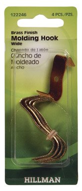 Image of Hillman AnchorWire Brass-Plated Gold Wide Brass 4 pk Molding Hook