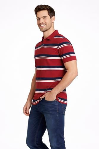 Image of SANE ORIGINALS Half Sleeve Polo T-Shirt for Men with Pocket || Stripe Collar and Pocket T-Shirt for Men Half Sleeves