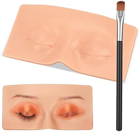 ATOMUS 3D Silicone Eye Face Makeup Practice Board with Brush Reusable Perfect Aid to Practicing Eye Makeup Eyebrow Eyeliner Eye Shadow Eyelash Extension Training (Closed-eye Style)