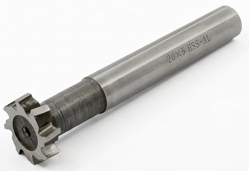 Image of NACX HSS-AL T Slot End Mill Woodruff Keyway Cutter, 20mm Cutting Diameter 5mm Depth 90mm Overall Length, High Speed Steel T-Slot Milling Cutter for Metalworking