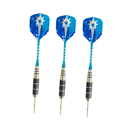 KOMBIUDA 3Pcs Professional with Aluminum Rods and Blue Sequin Flights Pin Type Design for Enhanced Performance for Indoor and Outdoor Games