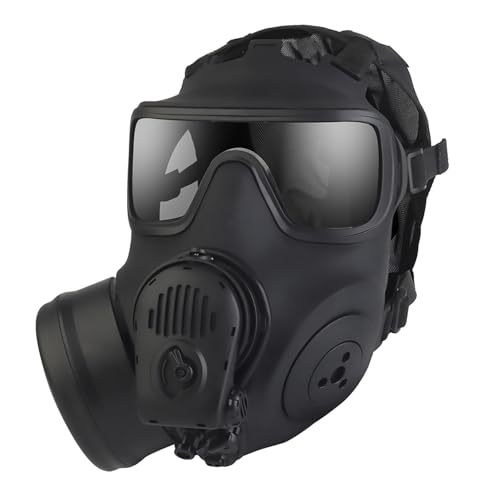 Tactical Airsoft Gas Mask Model Full Face Filter Respirator Built-in Fan and Microphone for Movie Props Cosplay CS Sport Game (Mask Model)