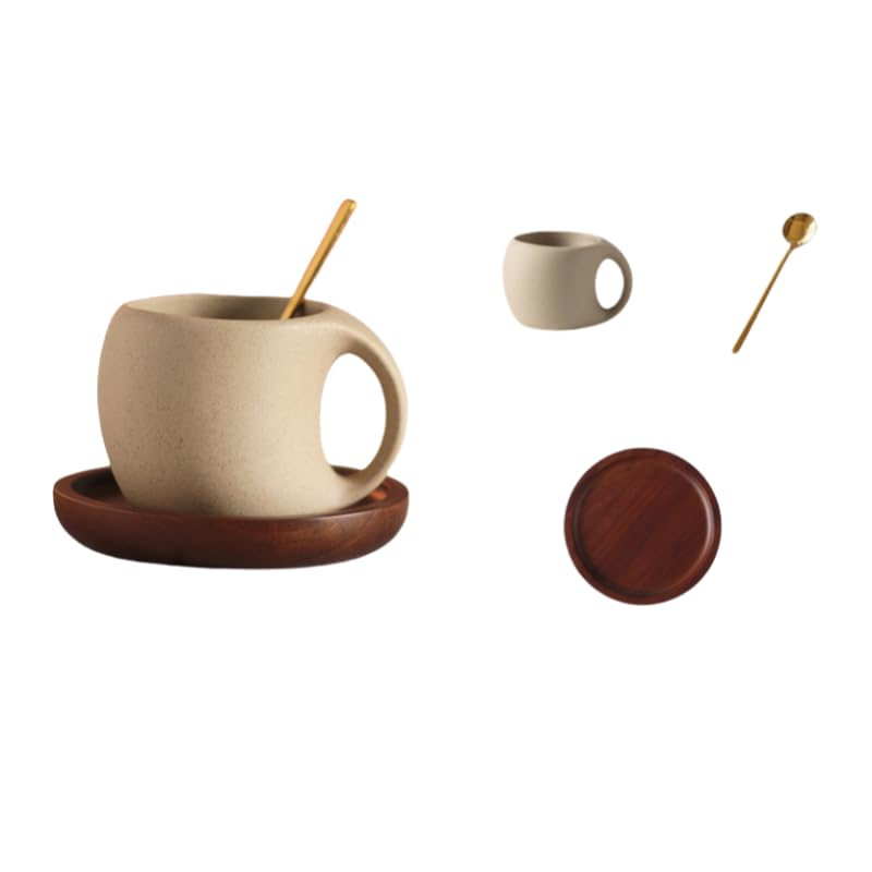 Comparison: Best Earthenware Tea Cups 10 1pcs-Ceramic Coffee Cup Sets (250ML, 7*9.8*7.5cm), Japanese Style Hot Tea Cup, Coarse Earthenware Latte Cup, Includes Cup Saucer and Spoon, Suitable for Home, Restaurant, Tea Party, etc.