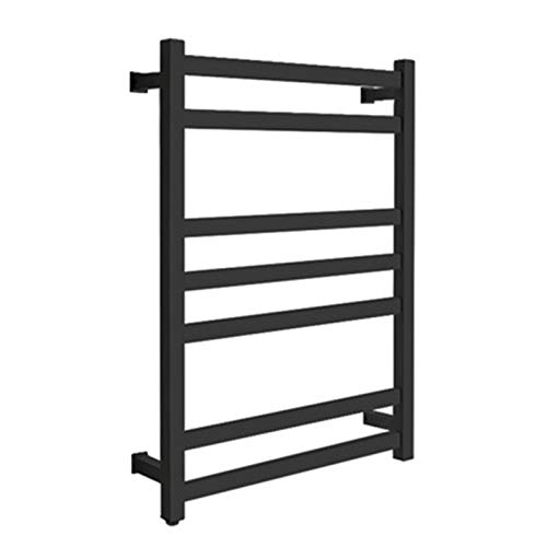 ZQFIDFYR Electric Straight Heated Towel Rack, Low Energy Consumption 304 Stainless Steel Towel Warmer, 7 Bar Wall Mounted Bathroom Heated Towel Rail (Black Plug in)
