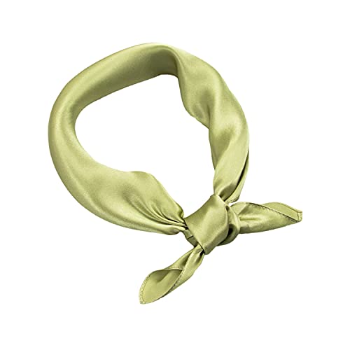 RIIQIICHY 100% Mulberry Silk Scarf for Women 21" Square Head Hair Neck Scarves Small Neckerchief Light Green