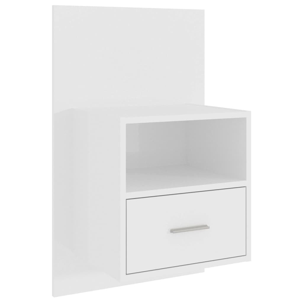 Mesita de noche de pared con cajón, color blanco brillante
