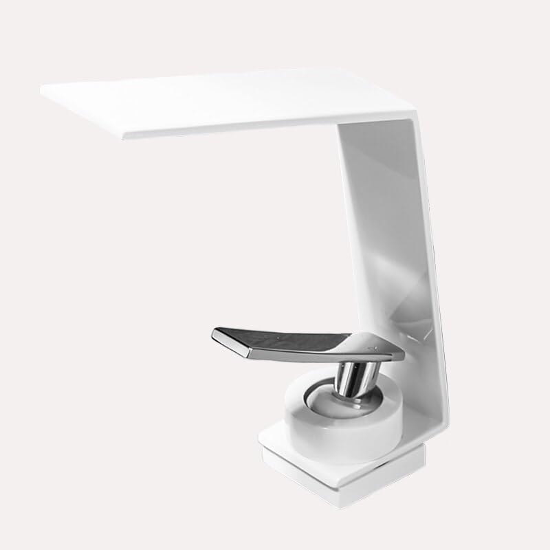 Robinet de salle de bain mitigeur moderne blanc chrome pour lavabo et évier de bassin