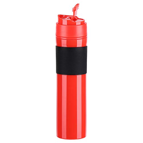Ejoyous Travel French Press, 350ml 12oz Portable Coffee Maker Reusable Single Serve Bottle Tea Tumbler Water Cup for Home Office Camping Travelling (Red)