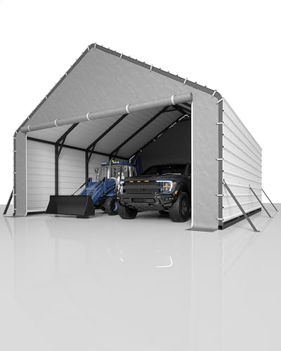 GarveeLife 20'x20'x13' Enclosed Metal Carport for 2 Cars, Heavy Duty