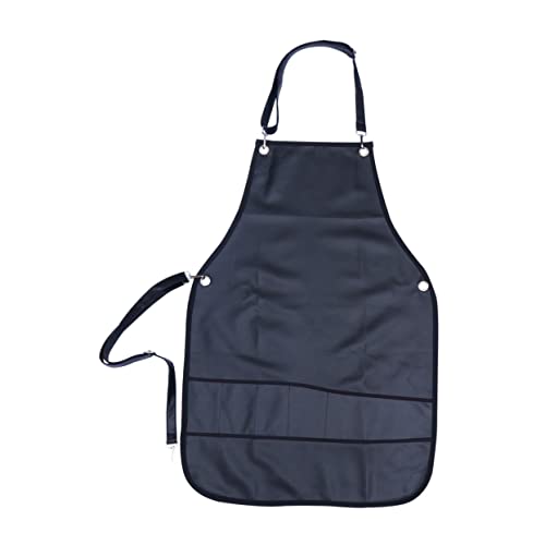 WOFASHPURET Fashion Protective Pu Leather Apron for Women Hair Stylist Barber Shop Cafe Sleeveless Kitchen Grooming Smock