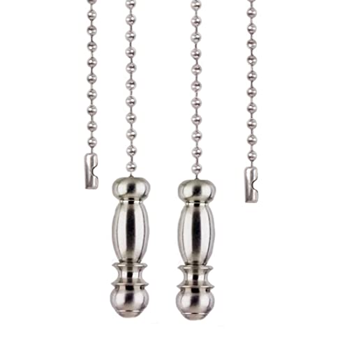Image of Ceiling Fan Pull Chains Ornaments 12 Inches Silver Pendant with Bead Pull Chain Connectors Decorative Extension for Ceiling Light Lamp Fan Chain 2 Pcs