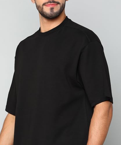 Image of Alan Jones Clothing Men's Oversized Solid T-Shirt | Premium Heavy Fabric | Crew Neck Casual Wear