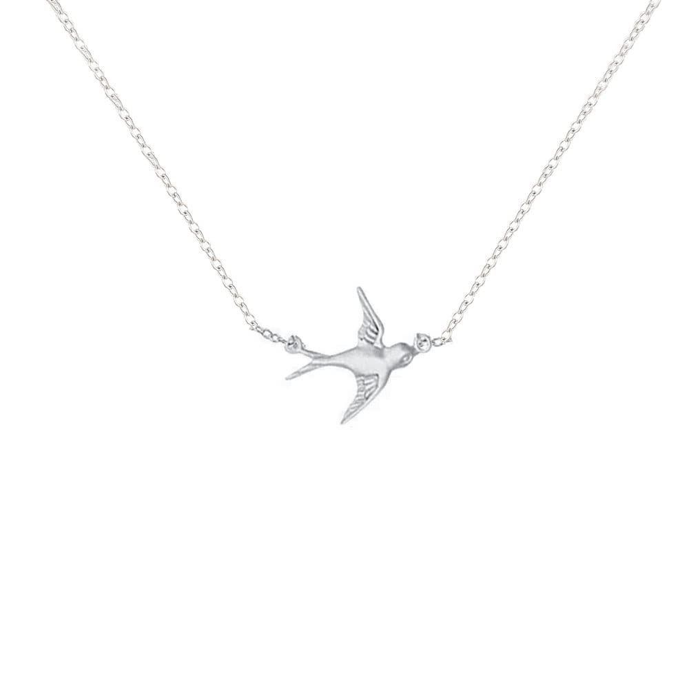 Cute Flying Bird Swallow Pendant Necklace for Woman and Girl