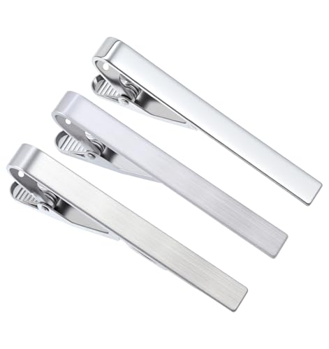 3er Set Krawattenklammern Herren Klassische Edelstahl Krawattennadel Fur Business Hochzeit Und Alltag (Silber)