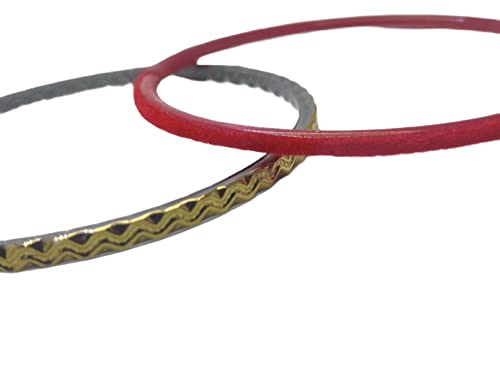 Red Jawshee Velvet Bangles Golden Set, 2 Dozen Glass Velvet Bangles, Matte Color With Velvet Layer For Added Beauty And Durability, Beautiful Women's Bangle Bracelets, Indian Bangles Jewelry Sets For Women (Red, Size: 2.6, Diameter: 2.25 Inches) #TOP4