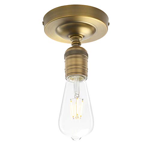 Image of Phansthy Semi Flush Mount Ceiling Light Fixture, Vintage Industrial Close to Ceiling Light, Pendant Light Fixture Ceiling for Bedroom Kitchen Living Room Dining Room (Minimalist -Antique)