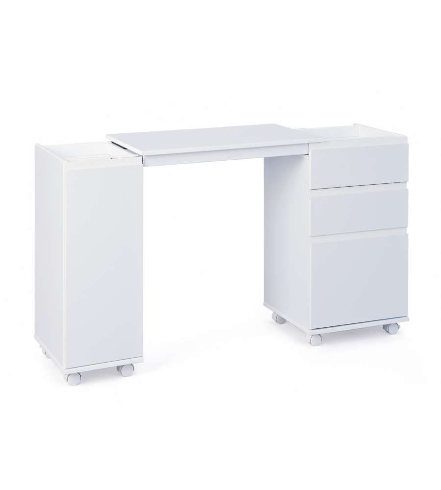 Inter Link - Schreibtisch - Ausziehbarer Schreibtisch - Funktionsschreibtisch - Ausziehbarer Schrank - Weiß Lackiert - Laptop Office, 36D x 72W x 66H cm