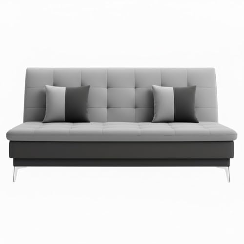 Image of SOCOZI Flexinest 3-Seater Sofa Cum Bed Set for Bedroom Set | Soft Velvet Suede Fabric | Modern Design | Plush Comfort Cushions for Living Room (Dark Grey-Light Grey)