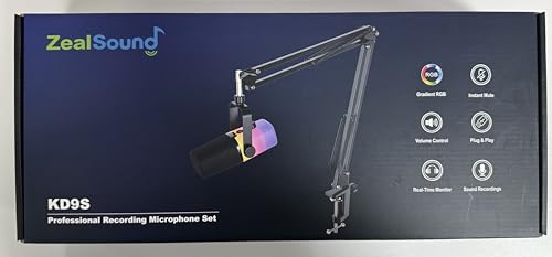 ZealSound USB Microphone with Boom Arm, RGB Gaming Mic for PC, PS5, Laptop, Tablet, Phone, Noise Cancelling Condenser Mic with Quick Mute, Gain Control for Streaming, Podcasting, ASMR, Vocal Recording - Image 9