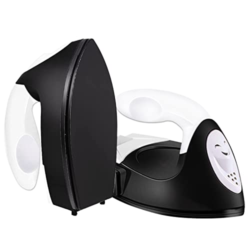Mini Heat Press Small Iron Portable Heat Press Machine Mini Craft Iron with Charging Base Accessories for DIY T-Shirts, Shoes, Bag and Hats Heat Transfer Vinyl Projects (Black)