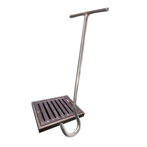 LZMZMQ Pull Lifting Sewer Hook Sturdy Stainless Steel - Manhole Hook Tool with U-Bend Hook - Lifting Manhole Covers & Septic Tank Covers, Versatile Lifting Tool(Dia 8mm,L 60CM/24IN)