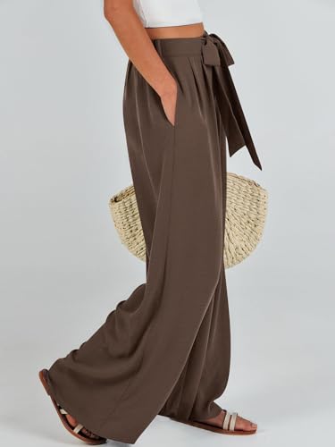 Linen Pants Women High Waist Wide Leg Summer Flowy Trousers Lightweight Casual Beach Travel Lounge Vacation Clothes4