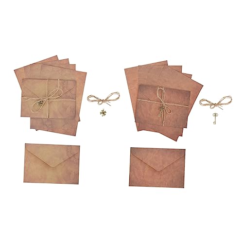 QUMIIRITY 2セット バレンン向けレトロ便箋封筒 おしゃれな家用ビンテージペーパー 手書き情書や になレターアクセサリー