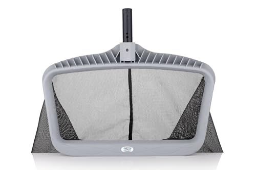 Image of POOLX Heavy Duty Plastic Leaf rake with Long wear Screen mesh Deep net for Pool Cleaning (Gray)