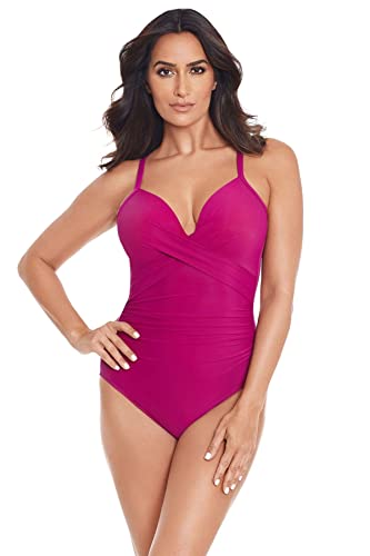 Miraclesuit Women's Swimwear Rock Solid Captivate Tummy Control Underwire Cross Back One Piece Swimsuit, Framboise, 12 #TOP28