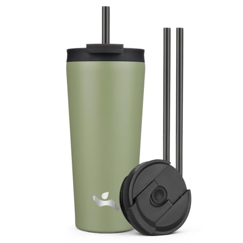 Image of Konokyo 22 oz Insulated Tumbler Water Bottle with Straw Lid, ArmyGreen