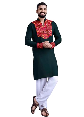 Shri Balaji Silk & Cotton Saree Emporium Man Festival Wear Rayon Men Traditional Straight Mirror Kurta 8463, 5, M