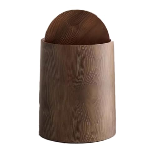 Papelera pequeña de madera con tapa abatible para un dormitorio nórdico limpio