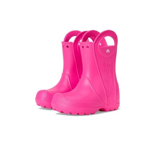 Crocs Kids Handle It Rain Boots (Big Kid/Little Kid) - Ethylene Vinyl Acetate Upper and Insole - Waterproof Pink Crush 12 Little Kid M